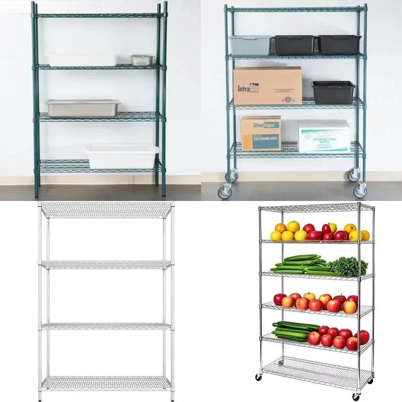 Dark Green 4 Tier Wire Shelving Unit 48x18x72 Inches Adjustable Metal Shelf Rack for Restaurant Garage Storage Heavy Duty
