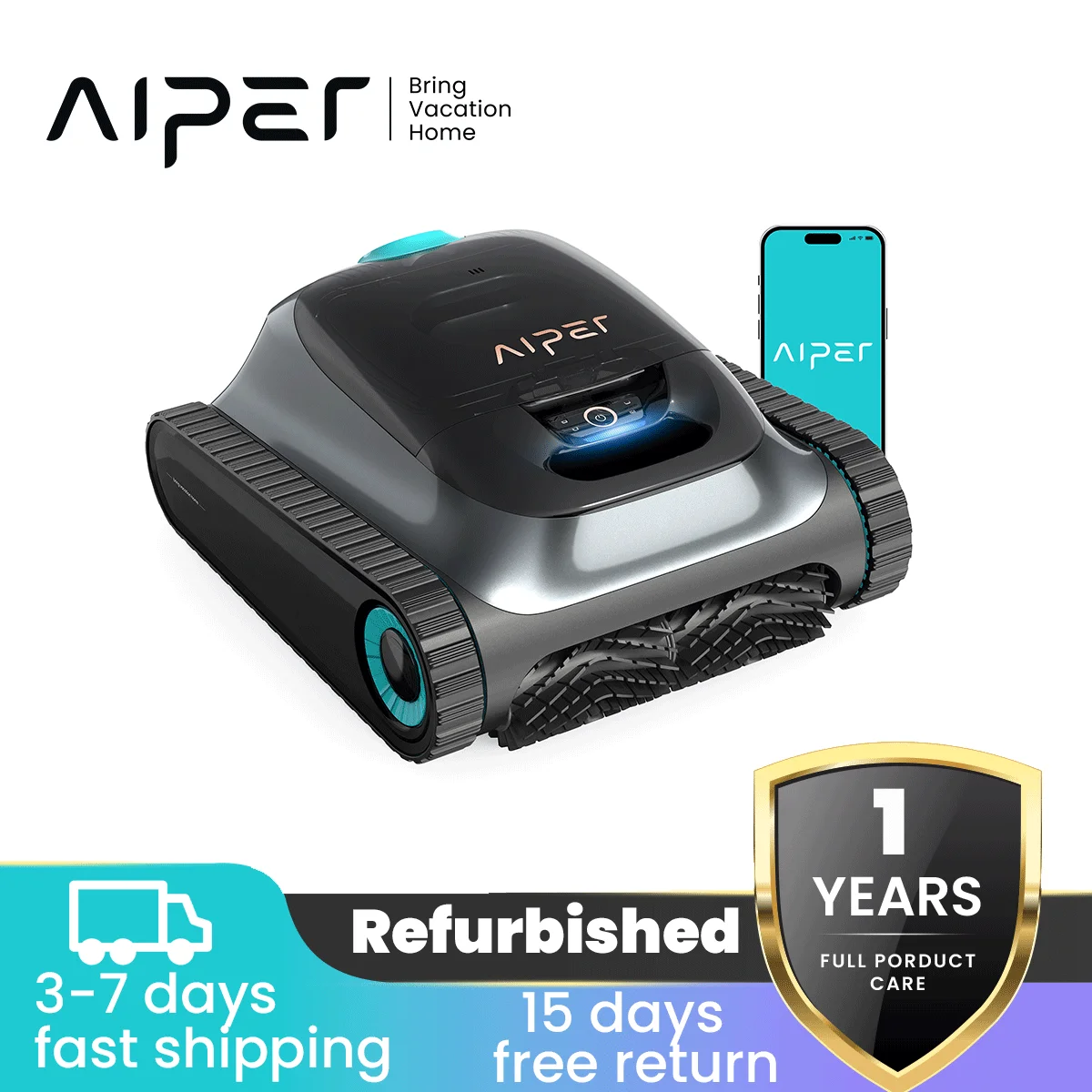 Refurbished Aiper Scuba S1 2025 Robotic Pool Cleaner, Smarter Navigation with High-Precision Sensors, App Support