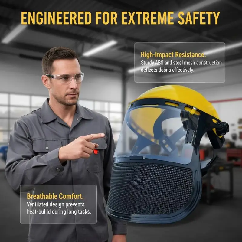 High-Quality Garden Trimming Helmet with Integrated Full Face Mesh Mask