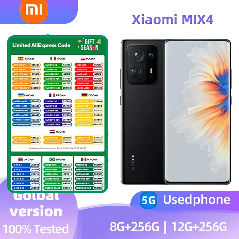 Xiaomi MIX 4 5G Android 6.67 inch RAM 8GB ROM 256GB Qualcomm Snapdragon 888 Plus used phone