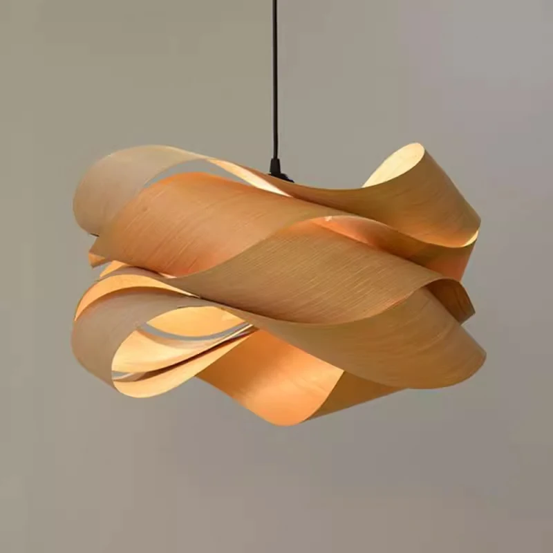 

Modern LED Solid Wood Pendant Light Designer Tree Bark Lampshade Chandeliers Living Room Decorative Indoor Lighting Luminaire