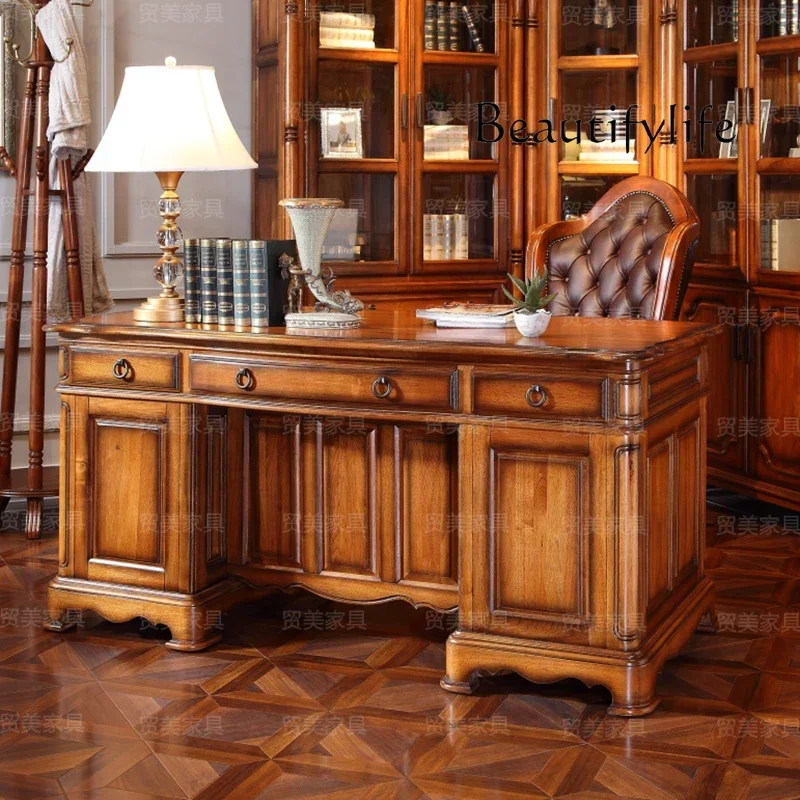 미국식 단단한 나무 책상 유럽식 임원 책상 테이블 고급스럽고 우아한 앵커 책상
