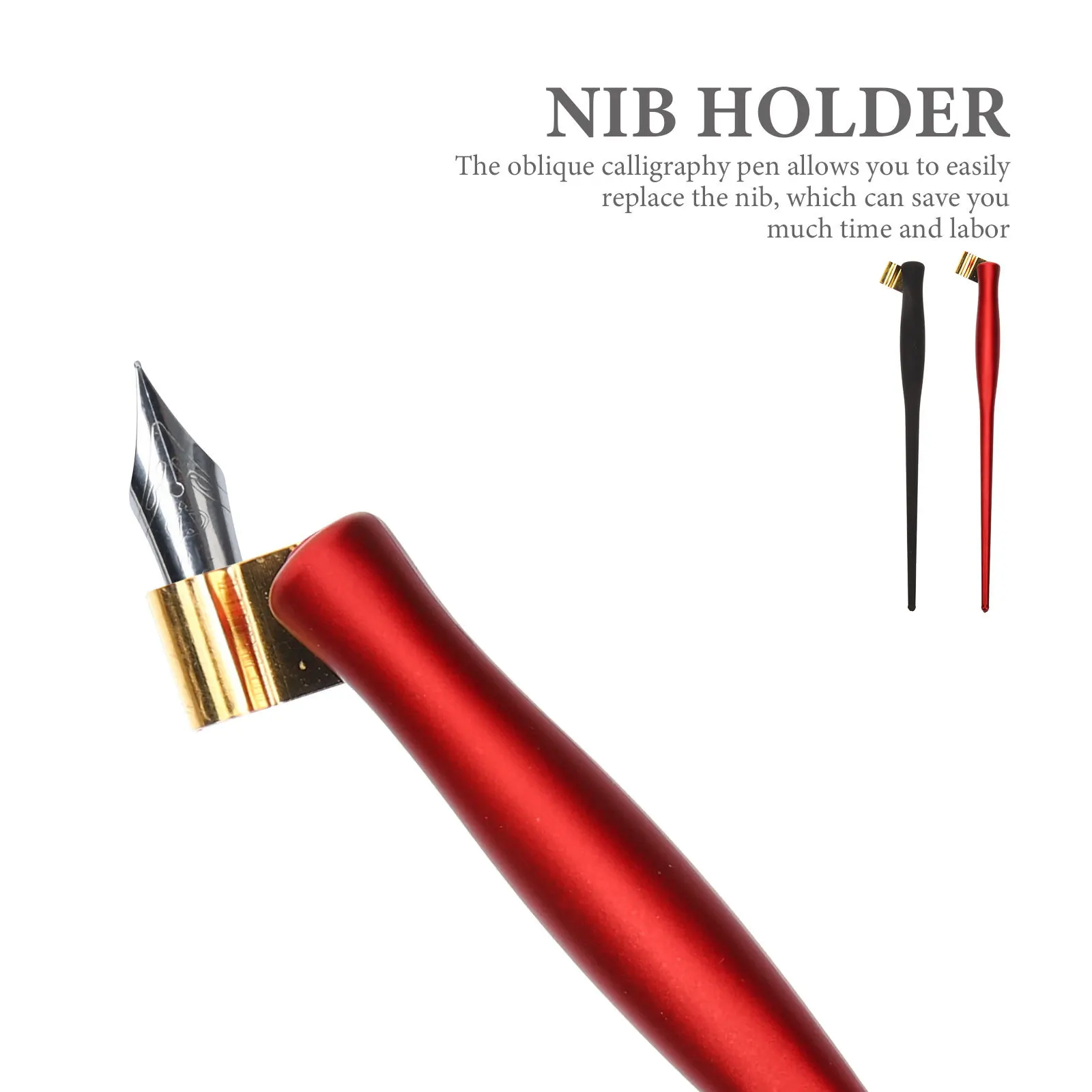 

2Pcs Vintage Style Oblique Calligraphy Pen Nib Holder Ergonomic Grip Easy Replace Pen Writing Gift Core Drill Bit