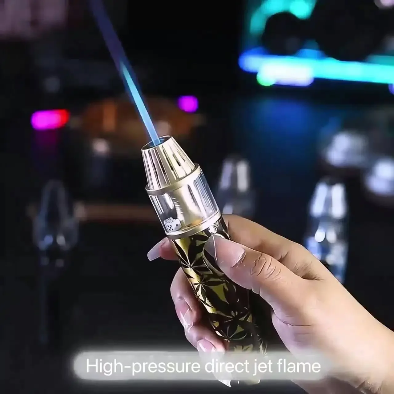 

JOBON Personalized Inflatable Lighter Decompression Dice Direct Spray Gun Colorful Light Windproof Lighter Outdoor Tool