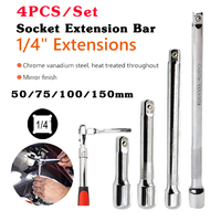 4pcs/set Socket Extension Bar Set Ratchet Wrench Extender 1/4‘’  Extension Rod 50/75/100/150mm Sleeve Connecting Rod Accessories