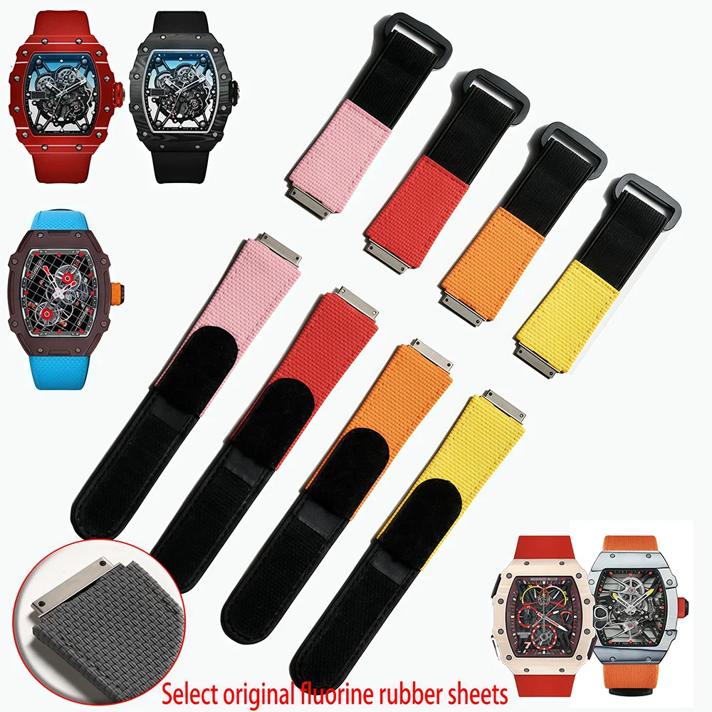 For Richard Mille Elastic Nylon RM011 RM030 RM005 RM035 M35-01 RM50 53 RM67 Watch band Men ustomized FKM Rubber Strap Replace