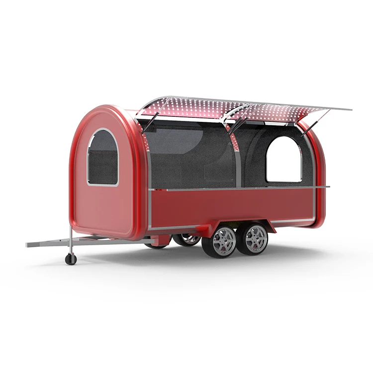 

Italian Horse Trailer Food Truck Cart Stainless Steel Fried Chicken Mobile Catering Food Cart Trailer With Porch