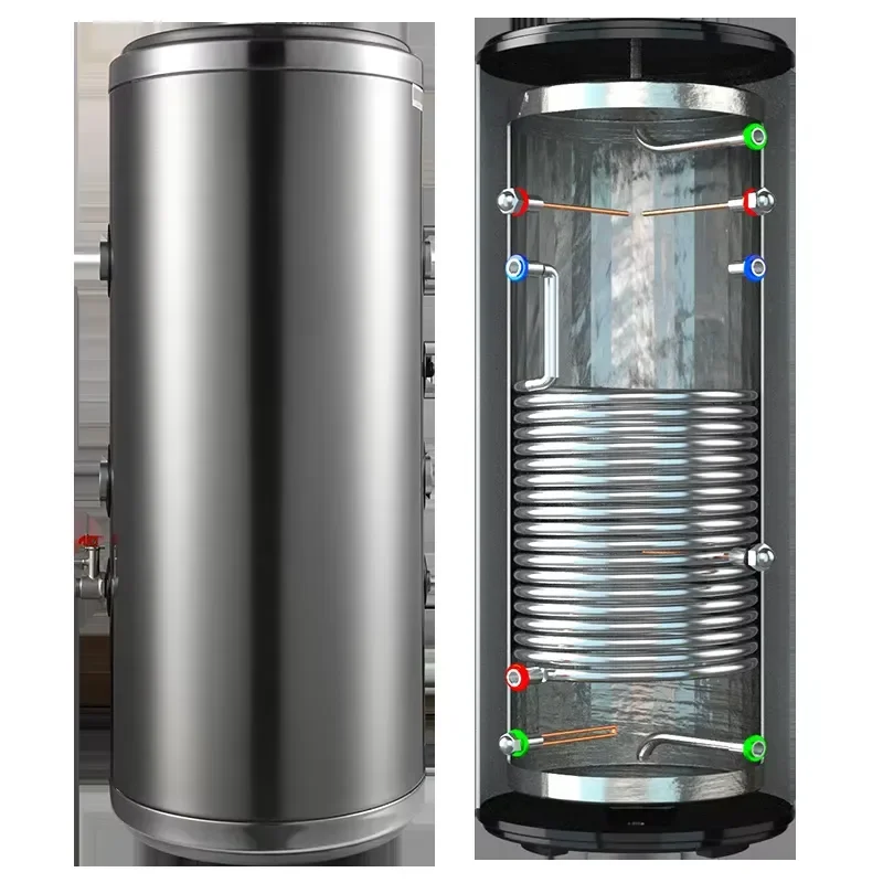 Air Source Equipment Heating Home Hotel Stainless Steel Hot Water Tank Water Heater Two-in-one DHW Tank Buffer Tank 200-600L