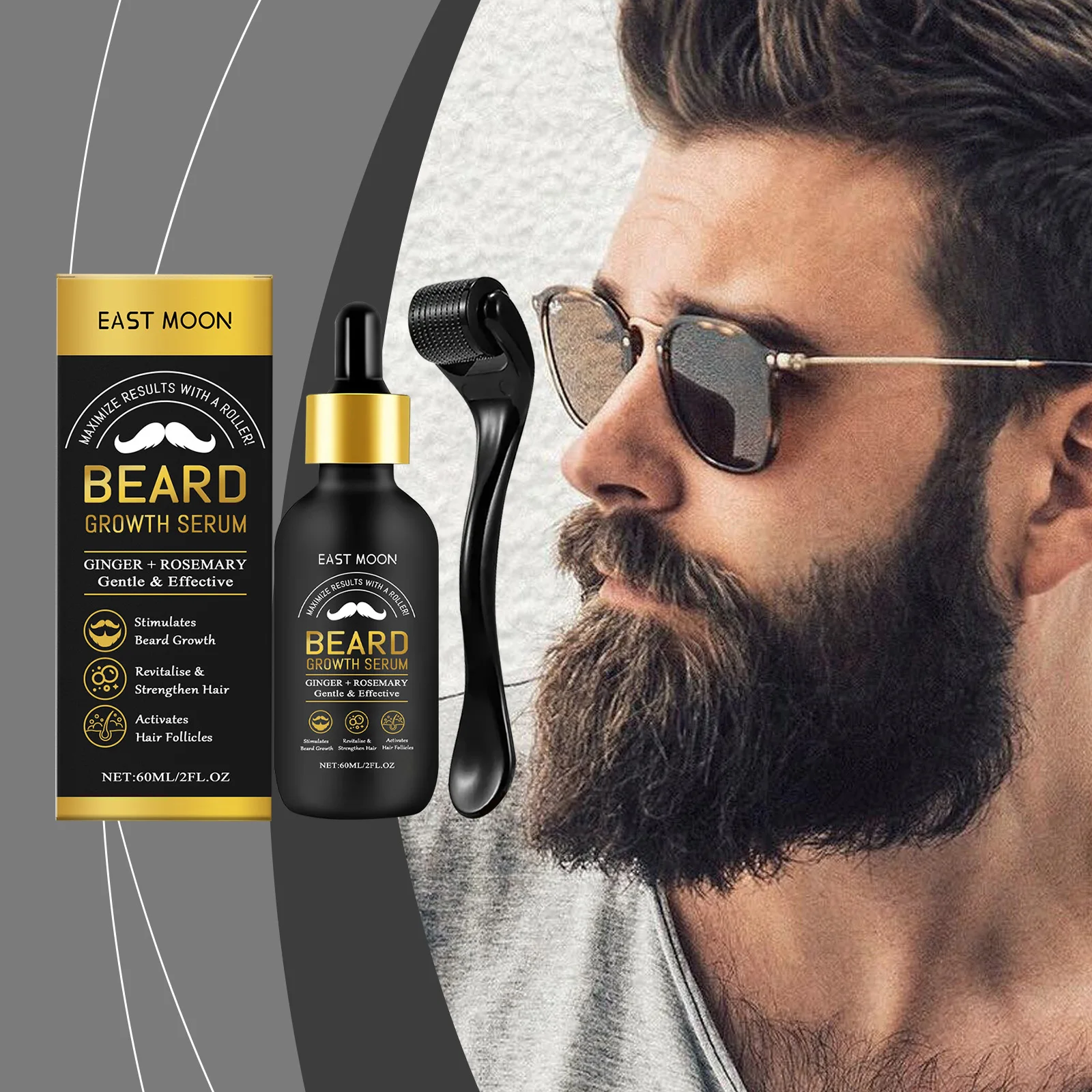 Mens Grooming Treatment - EAST MOON Beard Care Oil, Gentle