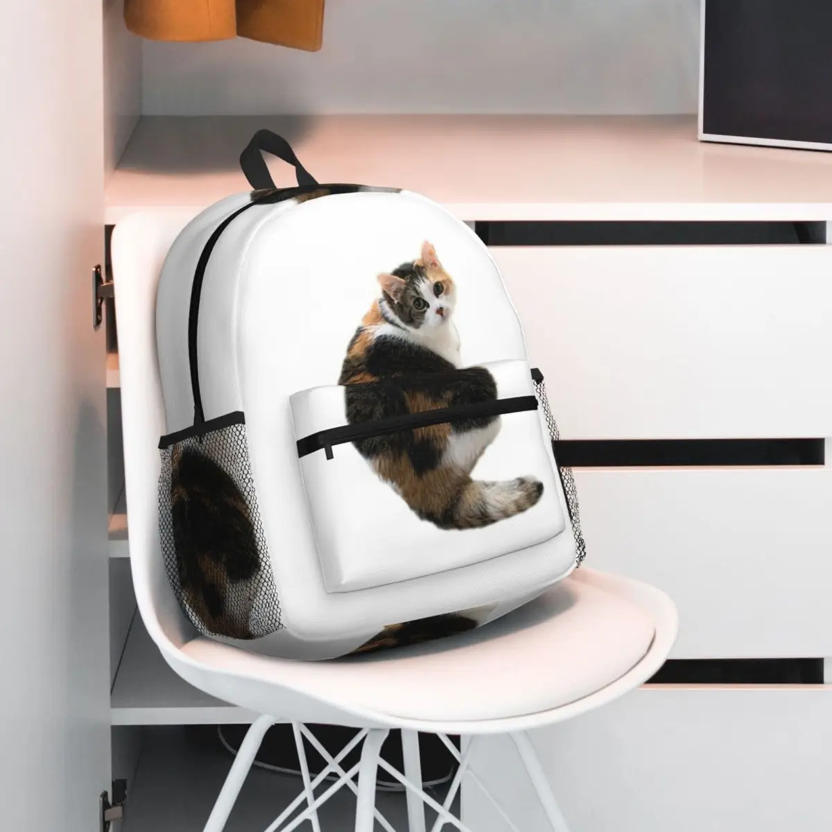 Miss B Cat Looking Back At You Backpack Student BookBag Children School Bag Computer Shoulder Bags for Boys Girls