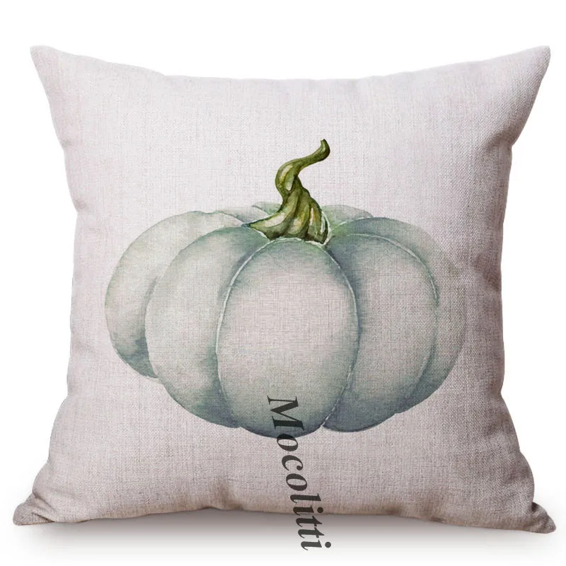 Simple Yellow Pumpkin Thanksgiving Autumn Harvest Watercolor Art Rural Home Decor Sofa Pillow Case Cotton Linen Cushion Cover