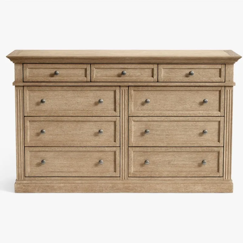 American solid wood retro six-chest cabinet, French high-end old beech storage cabinet