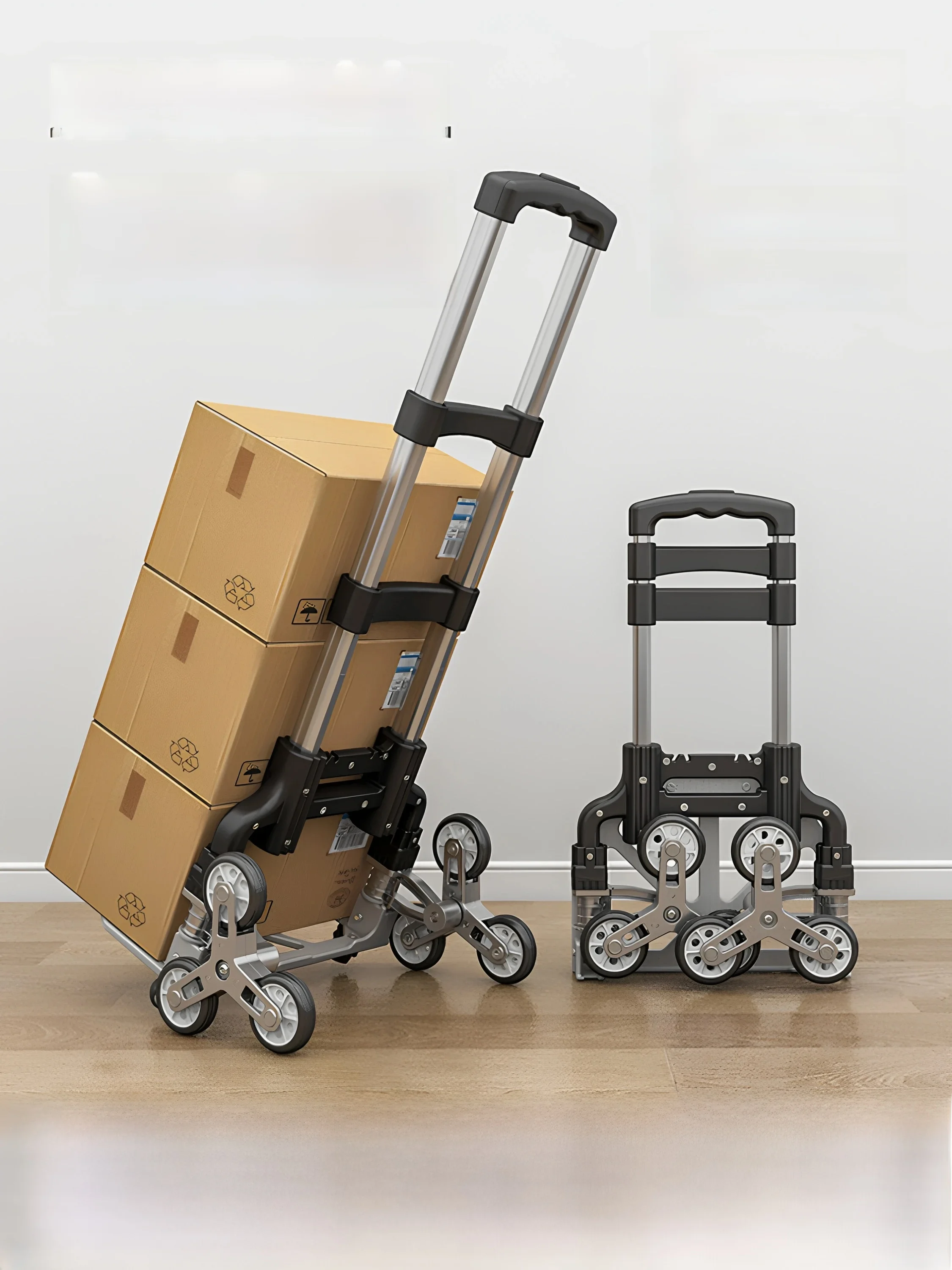 portable-hand-pulled-cargo-climbing-stairs-non-moving-vehicle-aluminum-alloy-body-rubber-wheels-retractable-handle