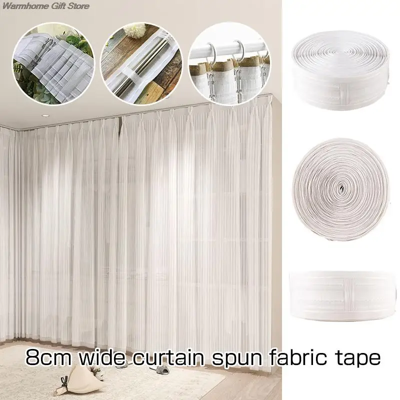 20M White Multi-function Curtains Accessories Curtain Tape Hook Tape Rod Pocket Pull Pleated Tape DIY Curtains