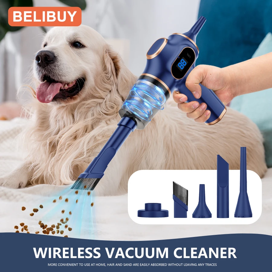 مكنسة كهربائية محمولة قوية محمولة باليد من Belibuy، عمر بطارية طويل مناسب لتنظيف السيارة والحطام المنزلي