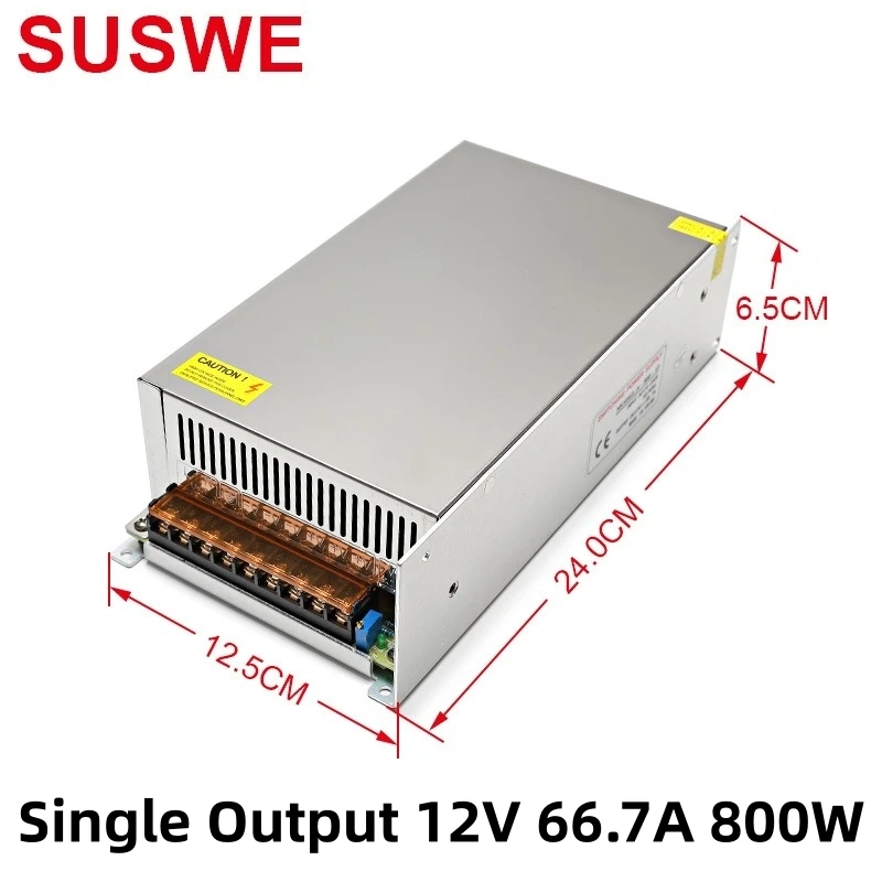 SUSWE Switching Power Supply Transformer AC-DC Power Supply 110V to 12V  220V To  12V 66.7A  800W for LED Light Strip Printer