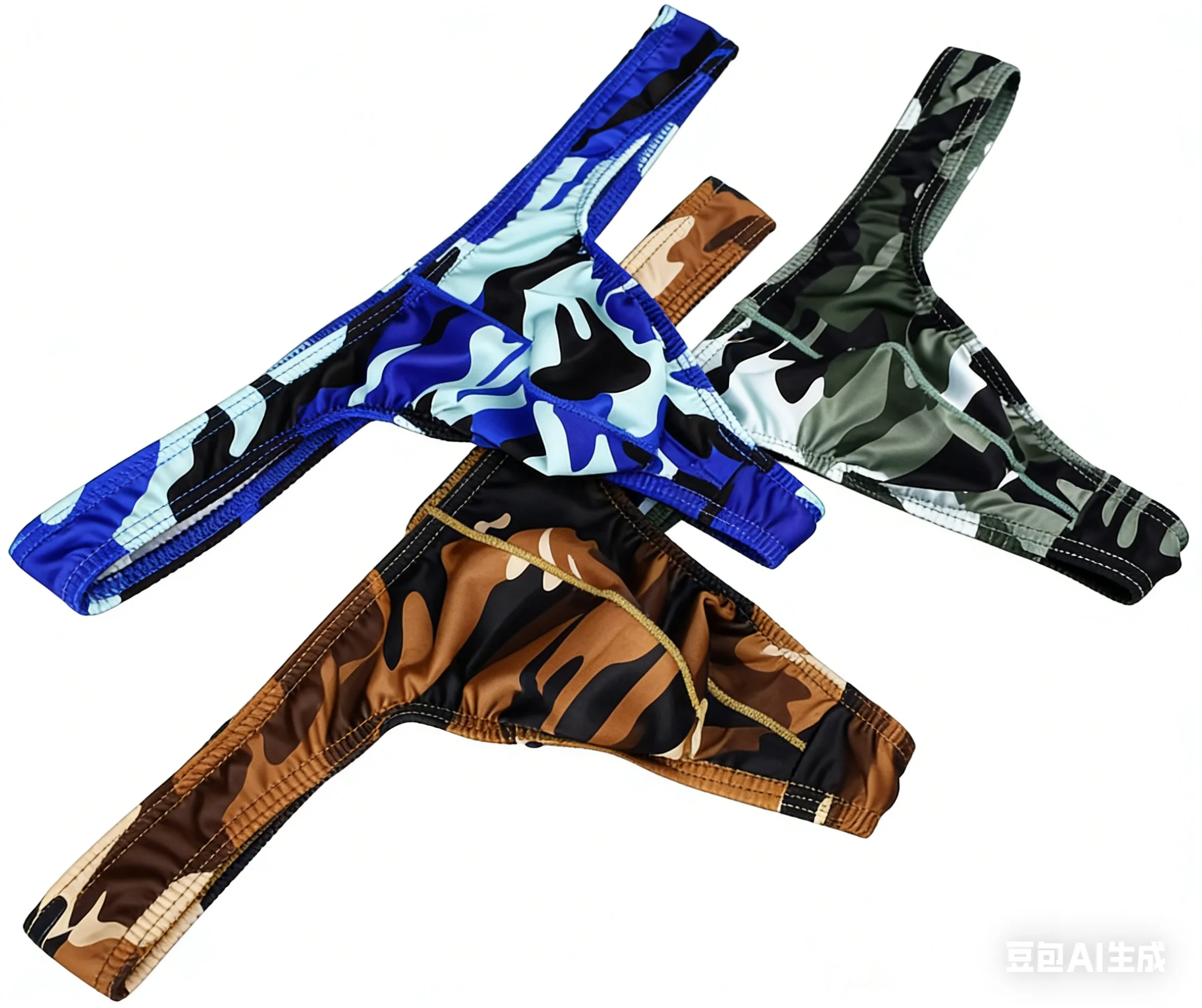Camouflage Ice Silk Bulge Underwear for Men Sexy U Convex Pouch T Back Thong Elastic Comfortable Quick Drying Cool Feel G-string