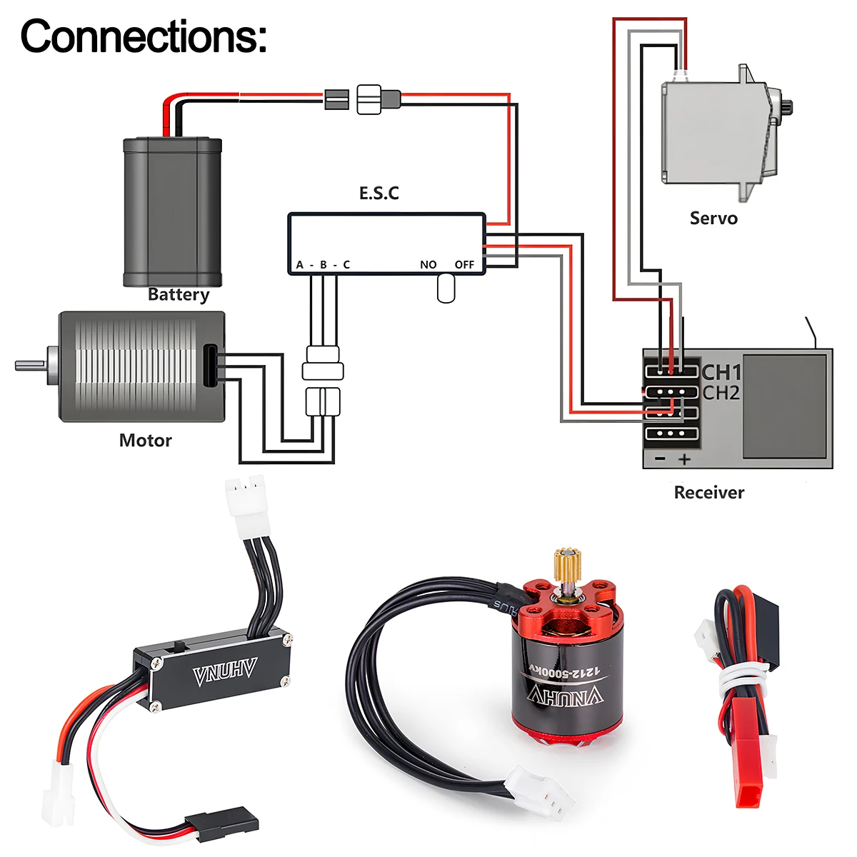 25A ESC 1212 3500KV Brushless Motor Combo for 1/24 1/30 RC Crawler – Fits SCX24 SCX30 Upgrade Parts