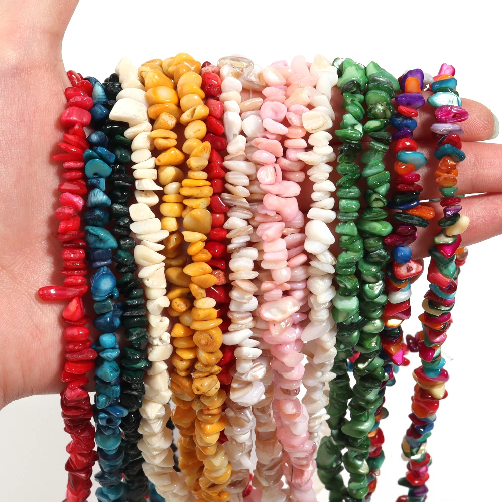 Natürliche unregelmäßige Muschelperlen, mehrfarbig, lose Korallenstein-Abstandsperlen für Schmuckherstellung, Armband, Halskette, Fußkettchen, Zubehör