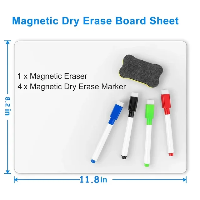A4 Size Magnetic WhiteBoard for Fridge Sticker Dry Erase Whiteboard,Portable 11.8"x8.2" Planner for Refrigerator 2 A4 Size Magnetic WhiteBoard for Fridge Sticker Dry Erase Whiteboard,Portable 11.8"x8.2" Planner for Refrigerator 2