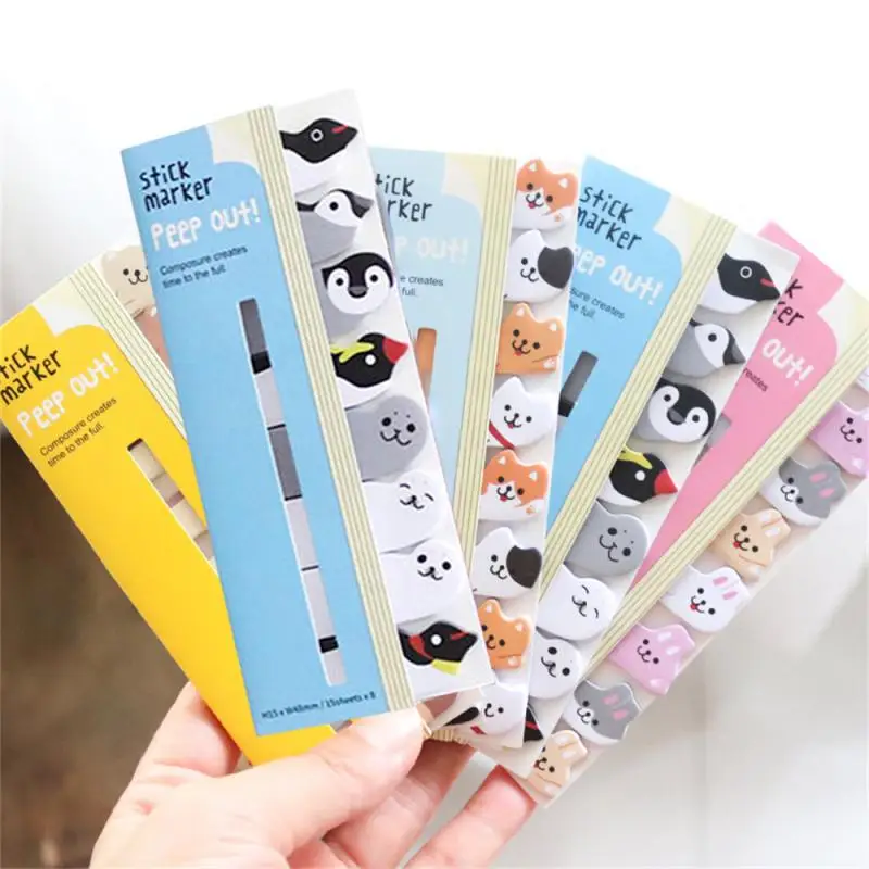 

Kawaii Stationery Cartoon Animals Marker Memo Pad Bookmark Flags Index Tab Notebook Notepad Label Paper Stickers Office Supplies