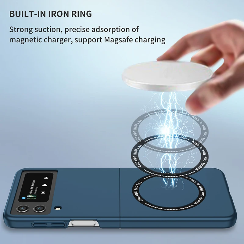 Magnetic Wireless Charging Case for Galaxy Z Flip5 4 3 Magsafe Case Anti Fingerprint Shockproof Cover Case Flip6