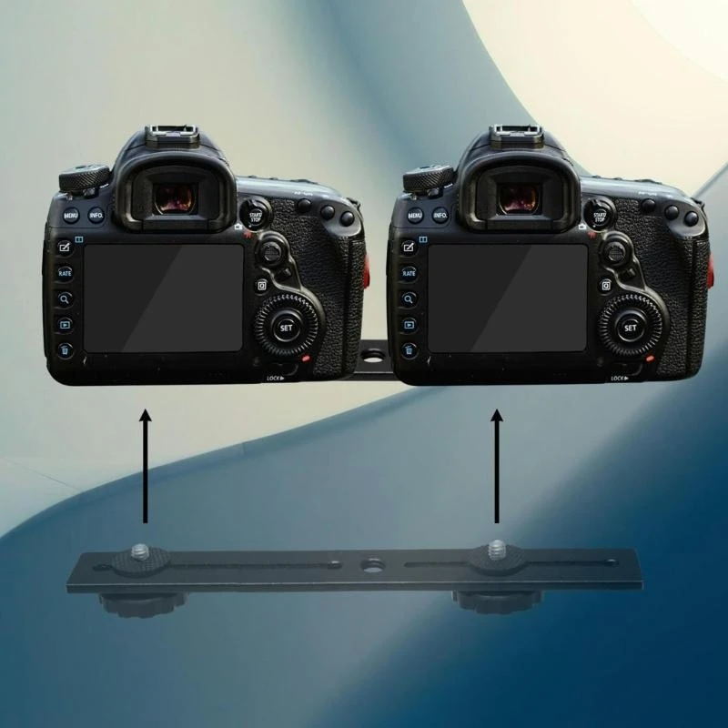 DXAB Double Flash Bracket Double Tripod Mount Bracket Flash Extension Bar for DSLR Camera LED Flash Light 1/4inch Screw