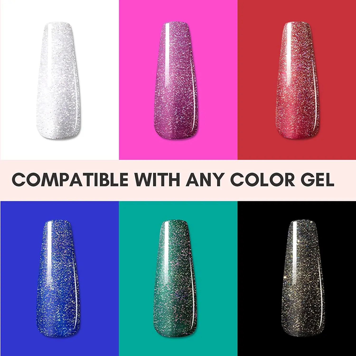 Makartt Glitter Top Coat 10ML, High Gloss Shiny Long Lasting Top Gel for Clear Nail Gel and Acrylic Nails  DIY Supplies