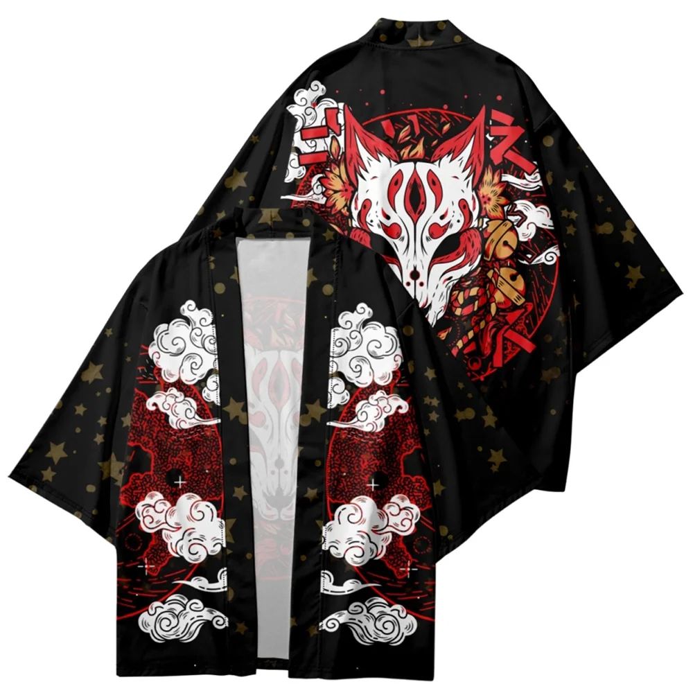 Summer Japanese Kimono Men's Fashion New Chinese Lion 3D Printing Traditional Short-sleeved Beach Shirt Women's Cardigan Kimono