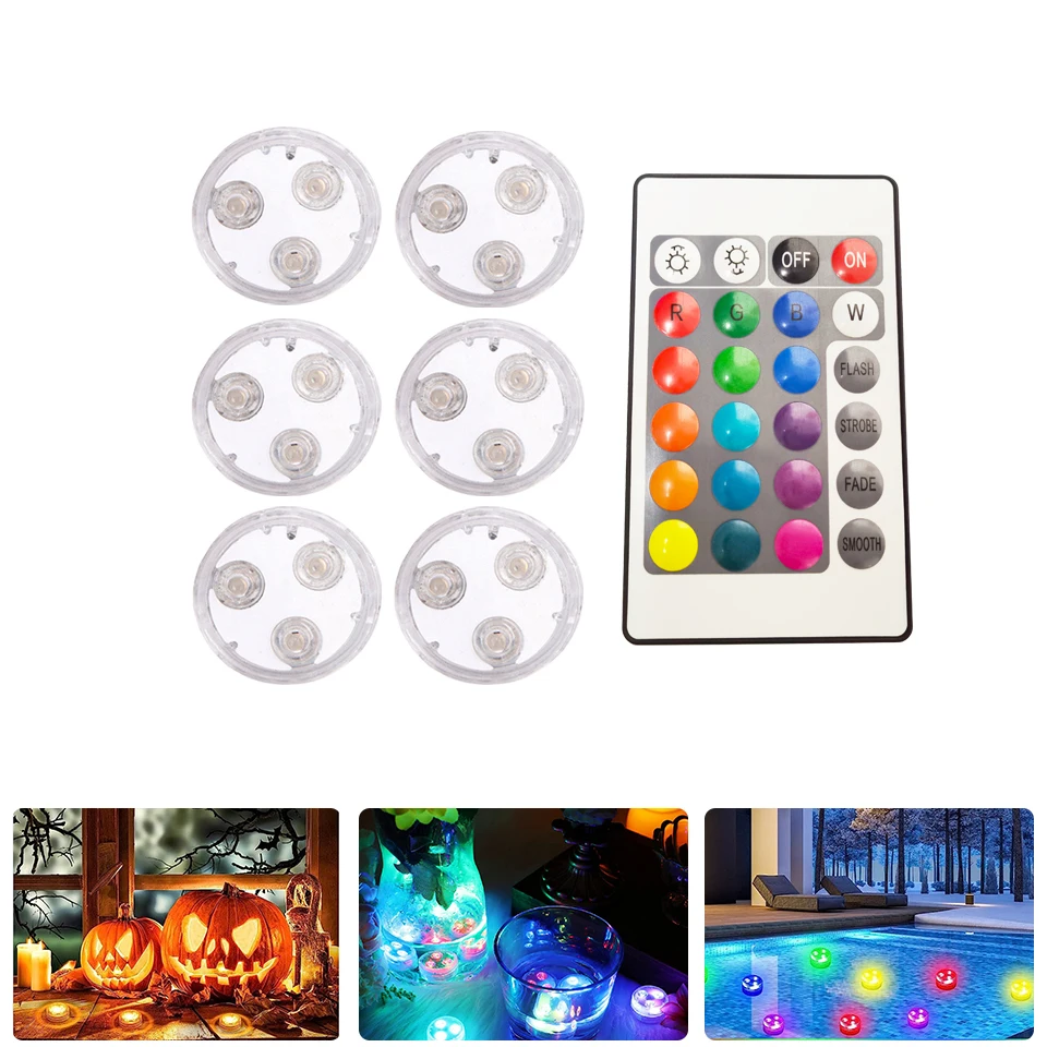 Battery Included LED Underwater Lights Remote 16 Colors Submersible Light RGB Tea Lamp for Xmas Weeding Valentine's Day Party