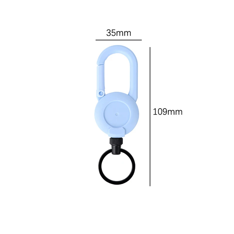 S Macaron Color Automatic Retractable Wire Rope Antitheft Easy-to-pull Buckle Rope Elastic Keychain Sporty Retractable Key Ring