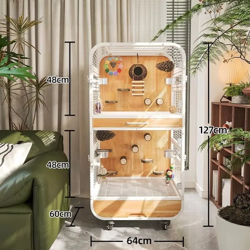 2026 Premium Natural Wooden Metal Bird House With Spacious Outdoor Design Living Room Pattern Print All Seasons For Pet Toys