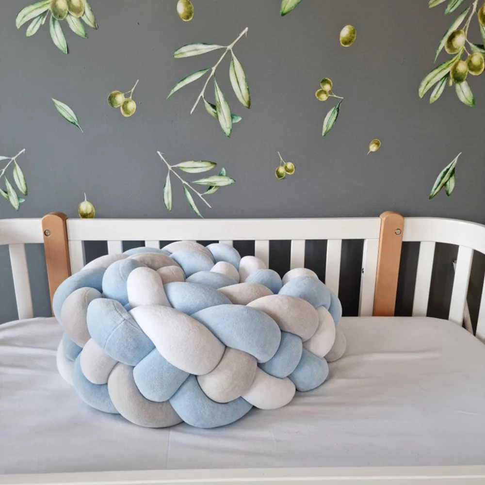 2M/3M Baby Crib Bumper Cot Protector Infant Bedding Set for Babies Boys Girls Braid Knot Pillow Cushion Room Decor