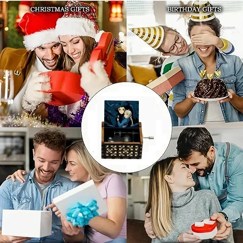 صندوق الموسيقى أنيمي موضوع الموسيقى مرح الذهاب جولة الحياة خشبية اليد مكرنك صندوق موسيقي السنة الجديدة عيد ميلاد هدية عيد الأم