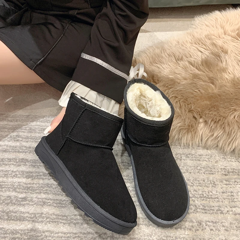 

New Style Luxury Leather Classic Women Snow Boots Women's Cow Leather Ankle Boots Plus Size Winter Women Shoes Zapatos Mujer