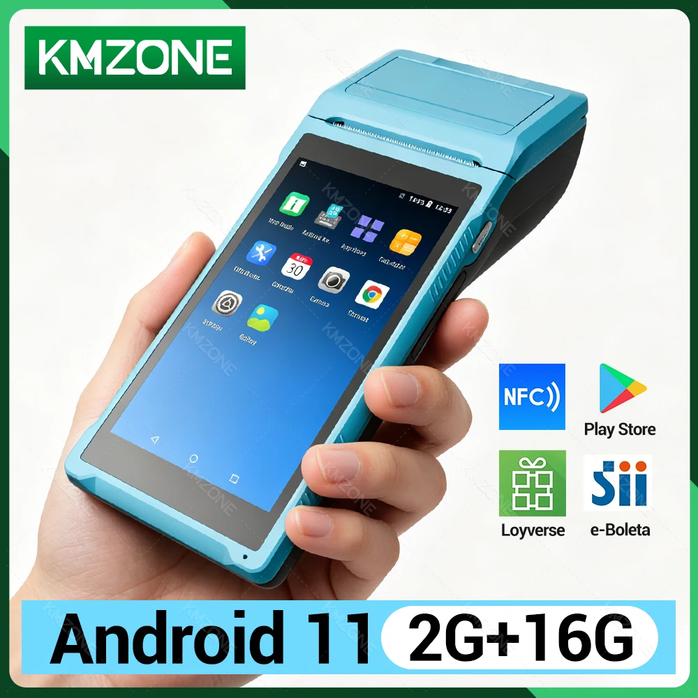 Handheld POS PDA Android 11 Loyverse Therminal Bulit in 58mm Thermal Printer 5.5inch Touch Screen Wifi 1D Camera Scanning