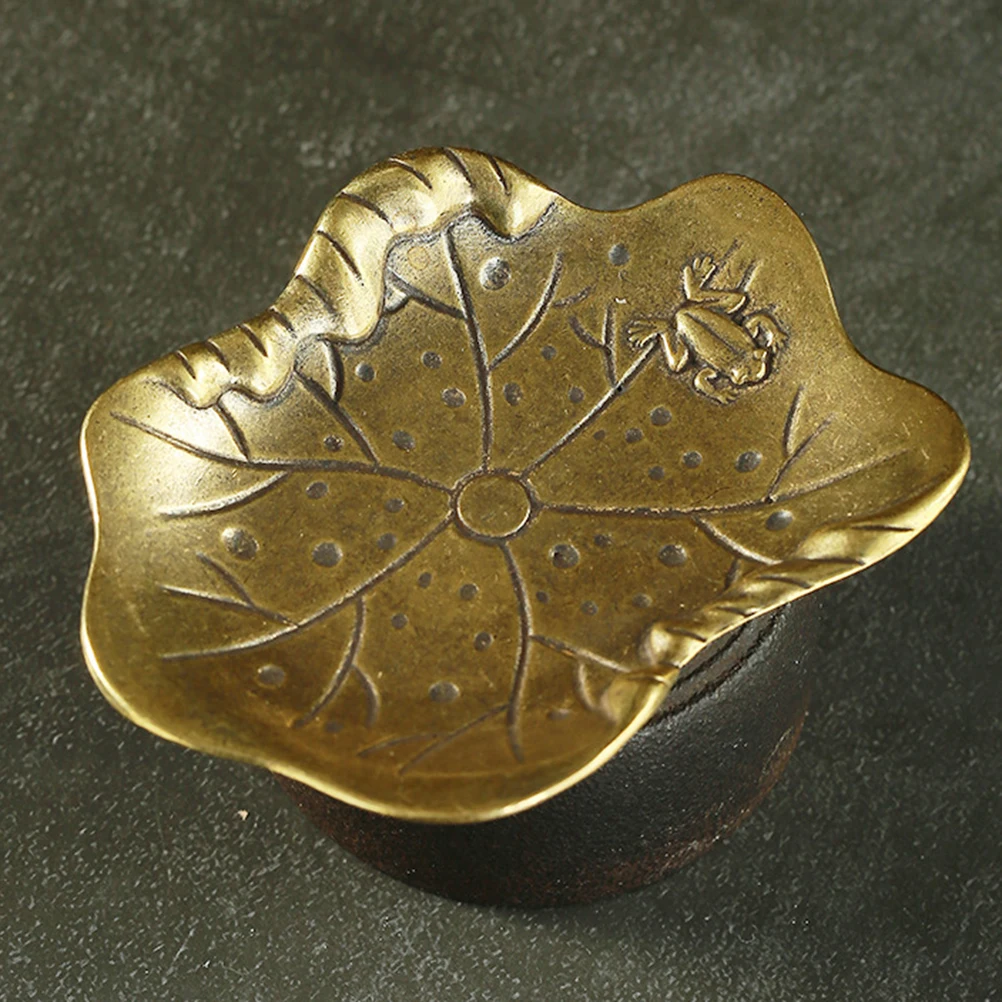 

Ретро лоток в виде листьев лотоса для хранения ювелирных изделий, латунное настольное украшение для дома и офиса, прочная практичная стильная тарелка для дисплея