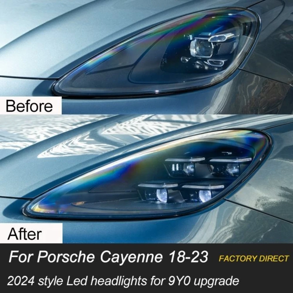 

2 шт. фары для Porsche Cayenne 9Y0 2018-2023-2024 стиль полностью светодиодные автомобильные фары в сборе с линзами проектора автомобильные аксессуары