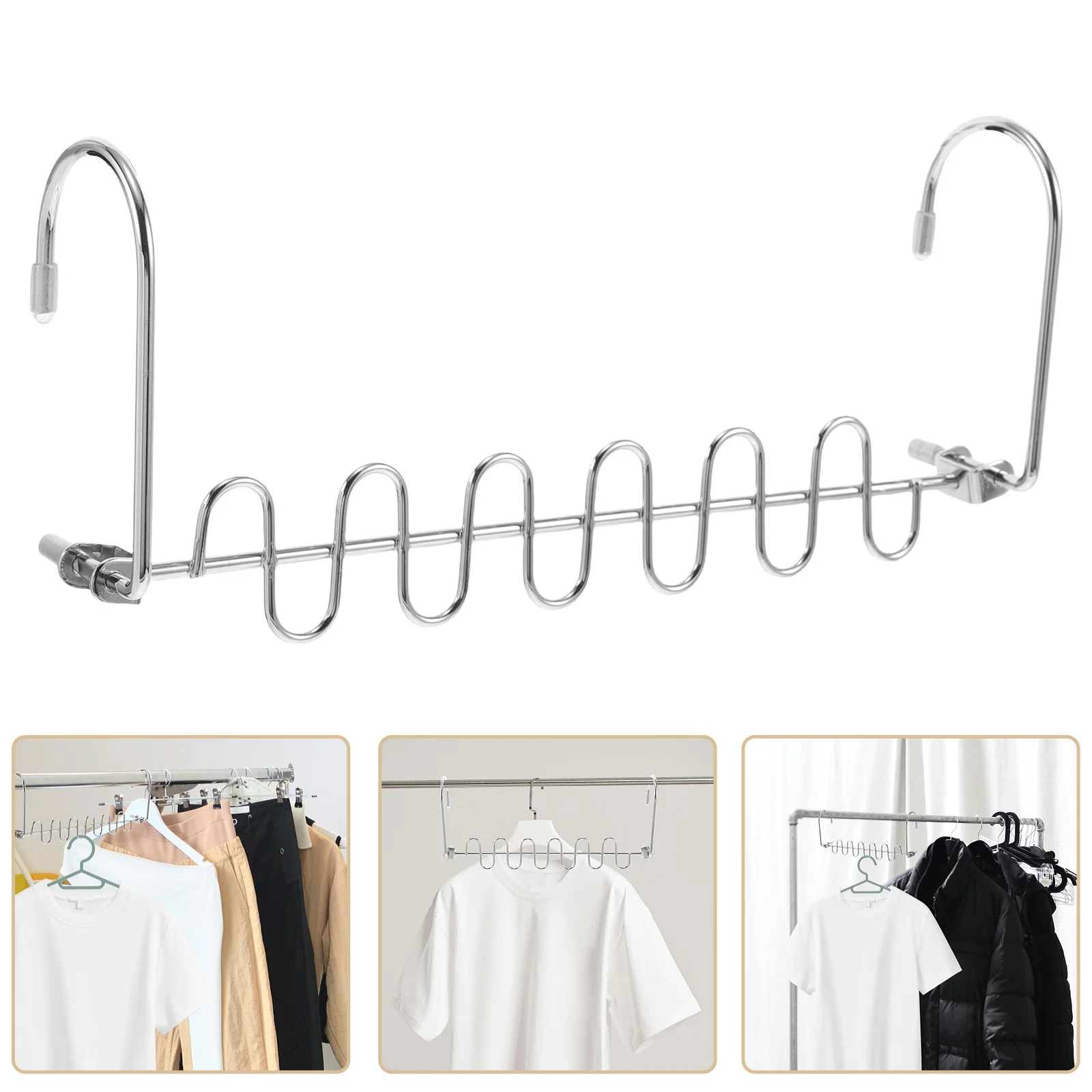 

4Pcs Metal Clothes Hanger Organizer Space Saving Folding Multi Layer Non Slip Vertical Closet Rack for Shirts Coats Pants Dorm