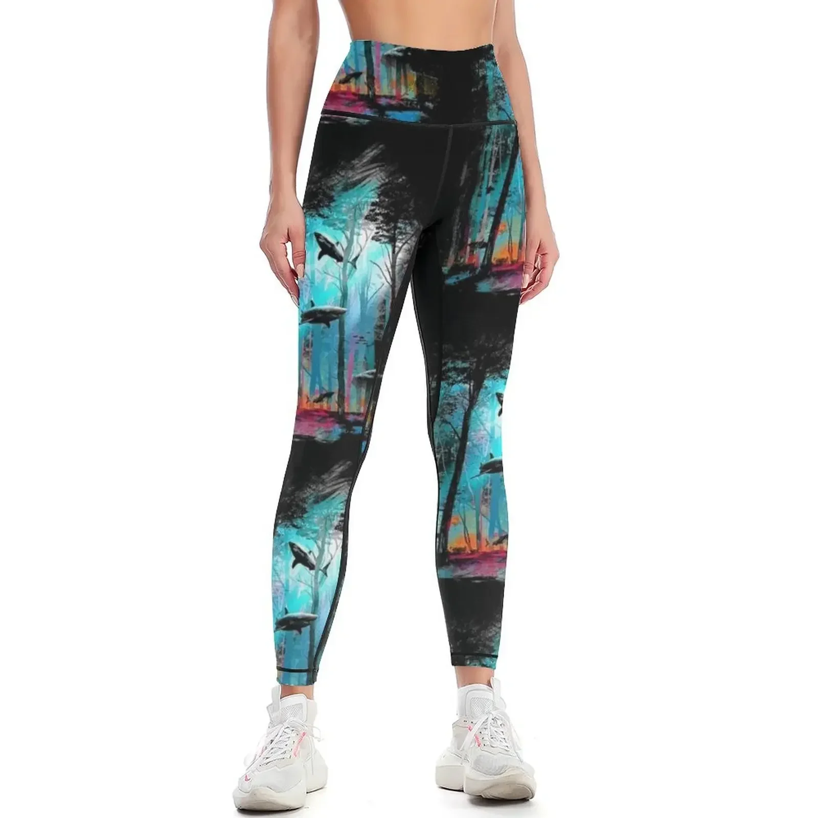 

Shark Forest Leggings Pants sport gym wear Women's sportswear flared Womens Leggings