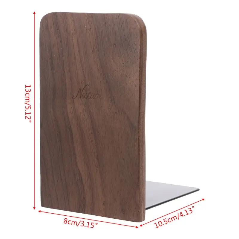 Imagem -06 - Walnut Wood Book Termina Stand Desktop Organizer Office Bookends Casa Desktop Casa