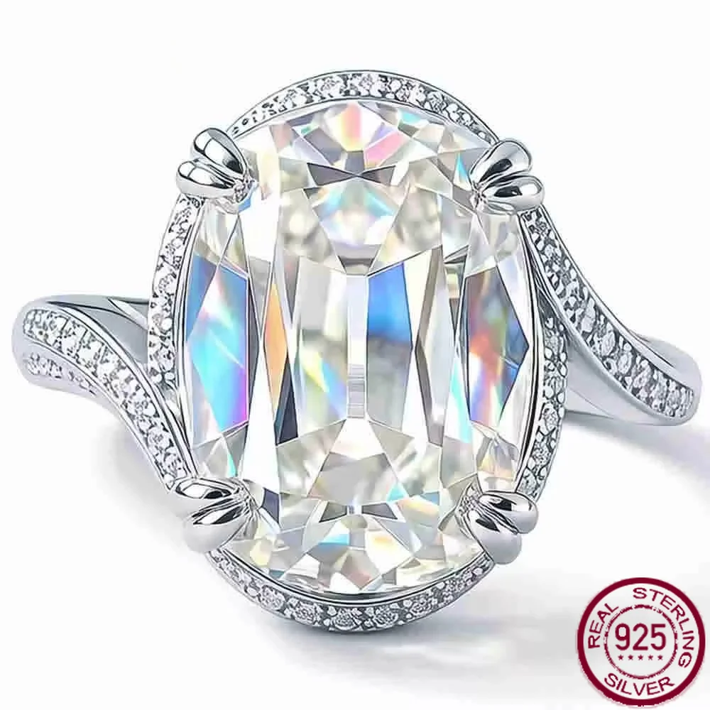 Yaranyan 925 Sterling Silver D Color Cushion Cut 10 * 14 MM 10 CT GRA Moissanite Diamond Wedding Engagement Ring Fine Jewelry