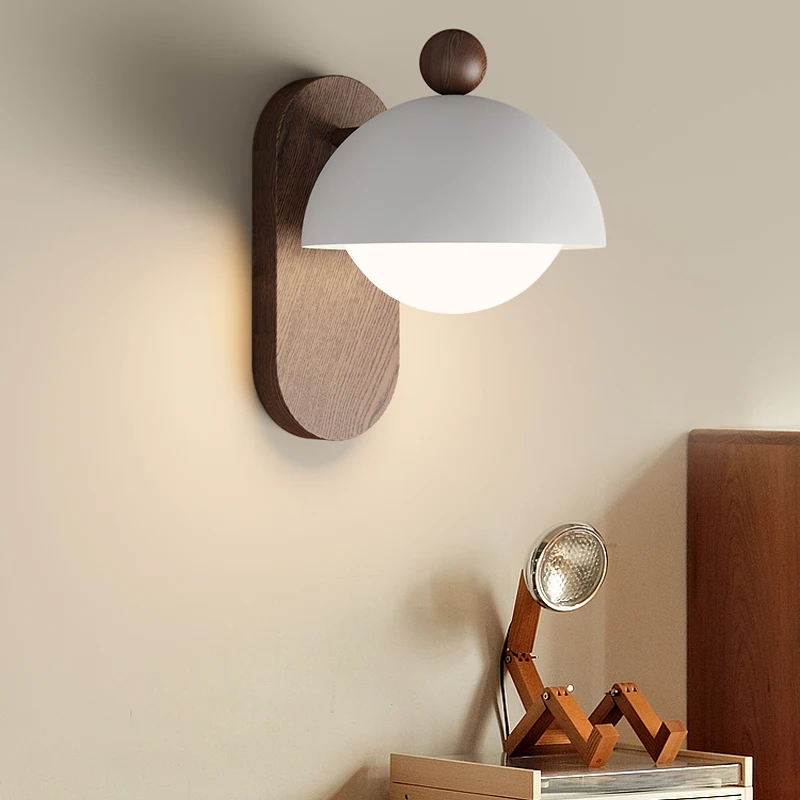 Modern Soft Lighting Wall Lamps Wooden Bedroom Bedside Wall Lamps for Living Room Study Homestay Nordic Walnut Led Wall Lights