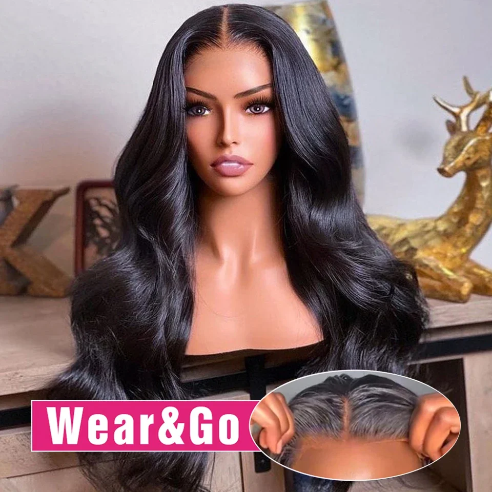 Glueless Wear And Go Prelucked Human Body Wave Hair Wig 4x6/5x5 Closure Transparent Upgrade Pre cut Ready Wear And Go Lace Wig