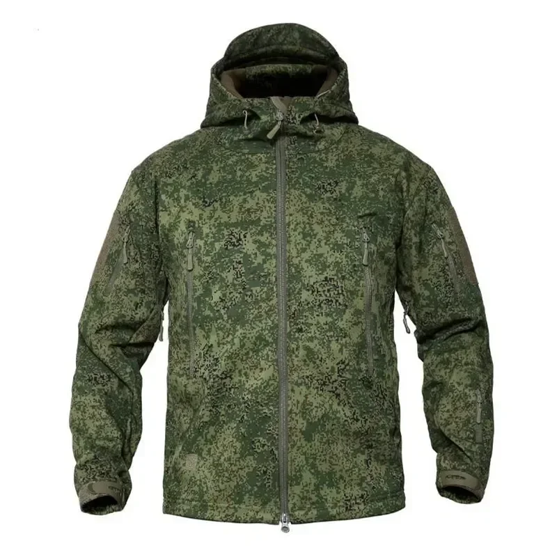 Male Waterproof Fleece Army Tactical Hooded Uniform Warm Military Men's Clothing Jackets Softshell Camouflage Coat Windbreakers