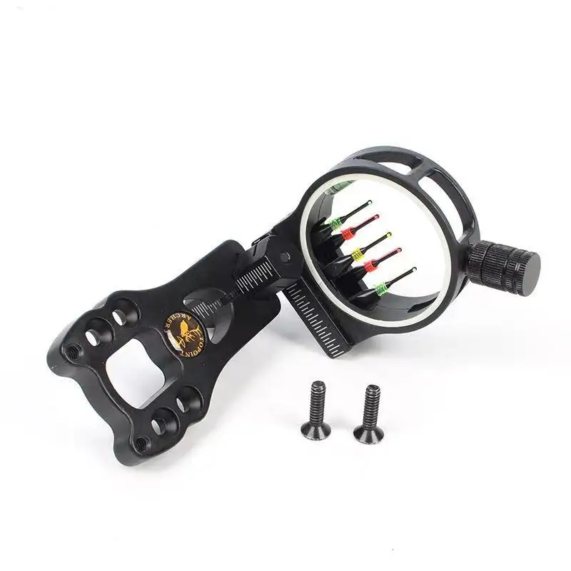 Adjustable 5 Pin Bow Sight Fiber Fully Assembled CNC Machined Archery Hunting Target With Light For Outdoor Tactical TP1550