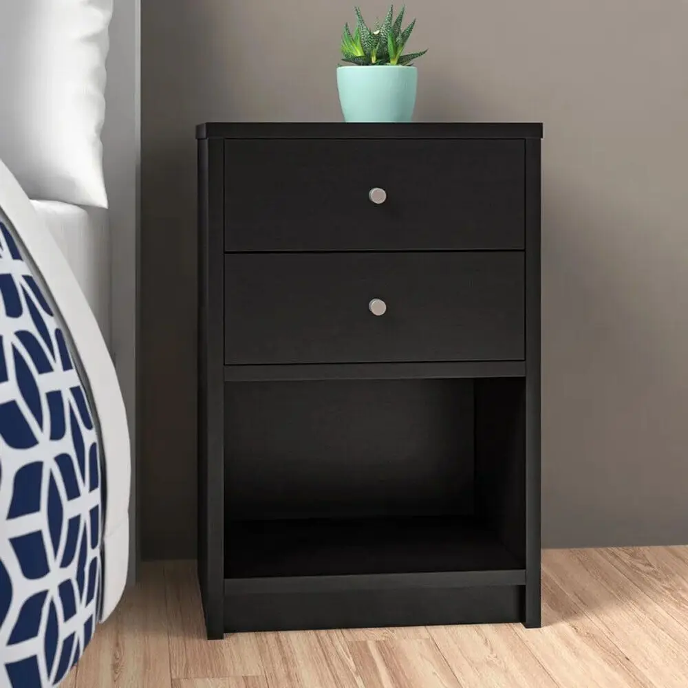 Set Of 2 Bedroom Storage Dresser 2 Drawers Nightstand Cabinet Wood Furniture