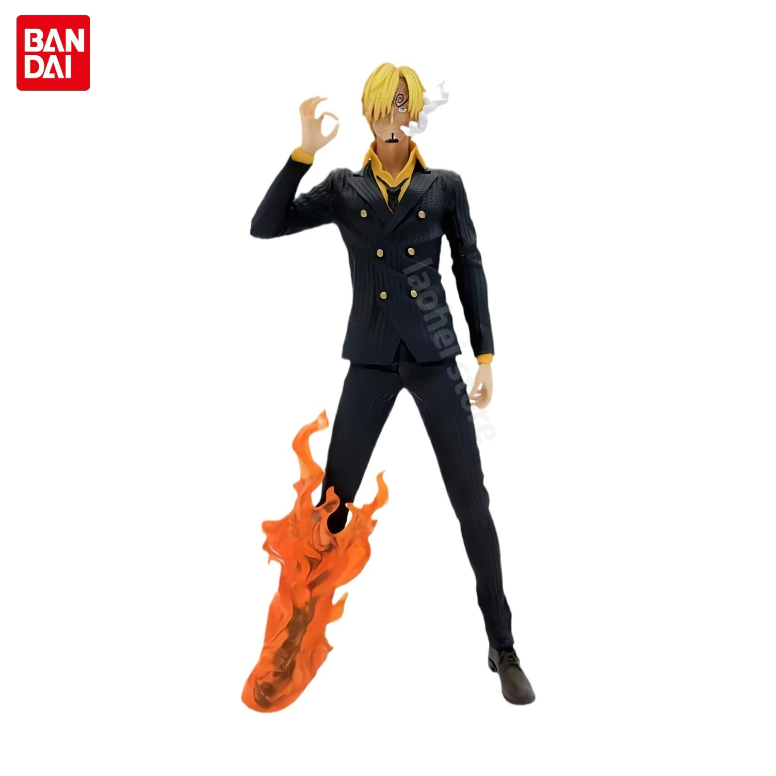 One Piece Vinsmoke Sanji Collectible Figure, Devil Kick Orange‑Flame Statue Model, Black White Suit Option,Birthday Present