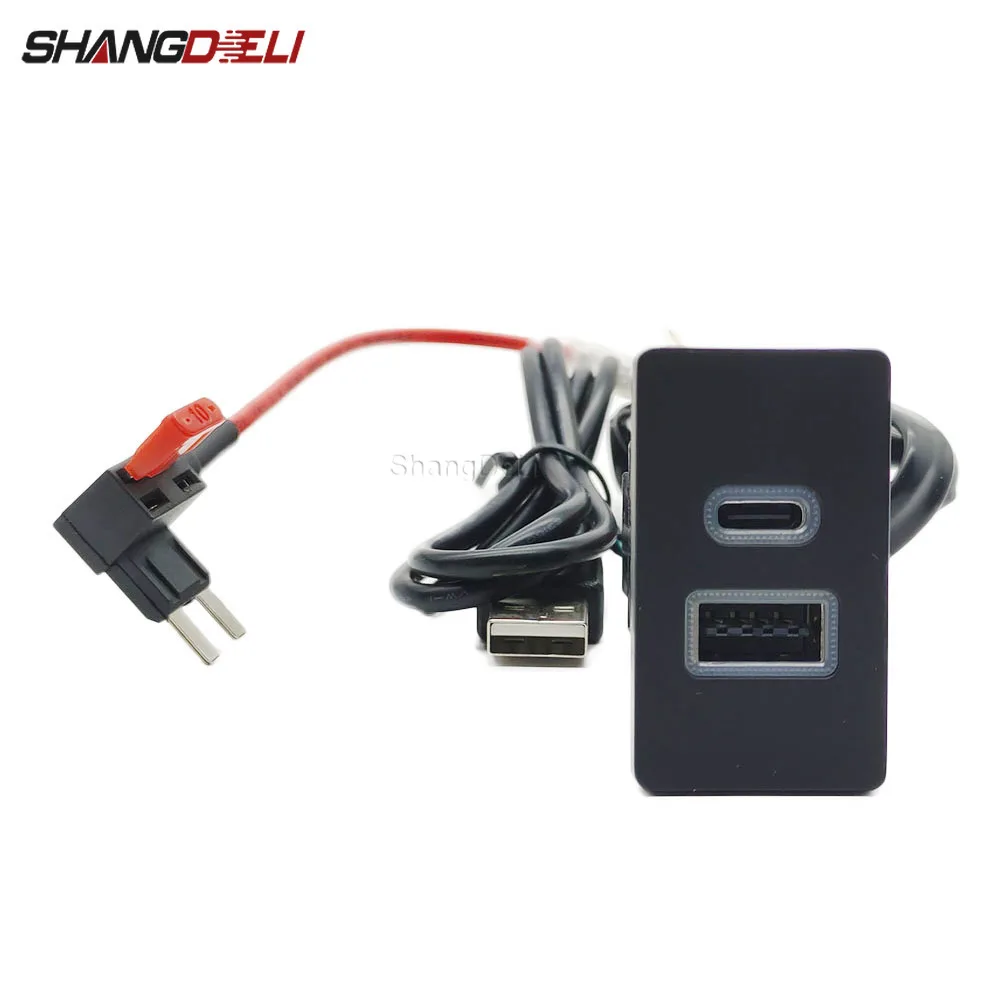 도요타 코롤라 차량용 USB TYPE-C 충전기, 고속 충전 소켓, 입력 어댑터, 오디오 라디오, U 디스크 플래시 소켓, LC80, QC3.0