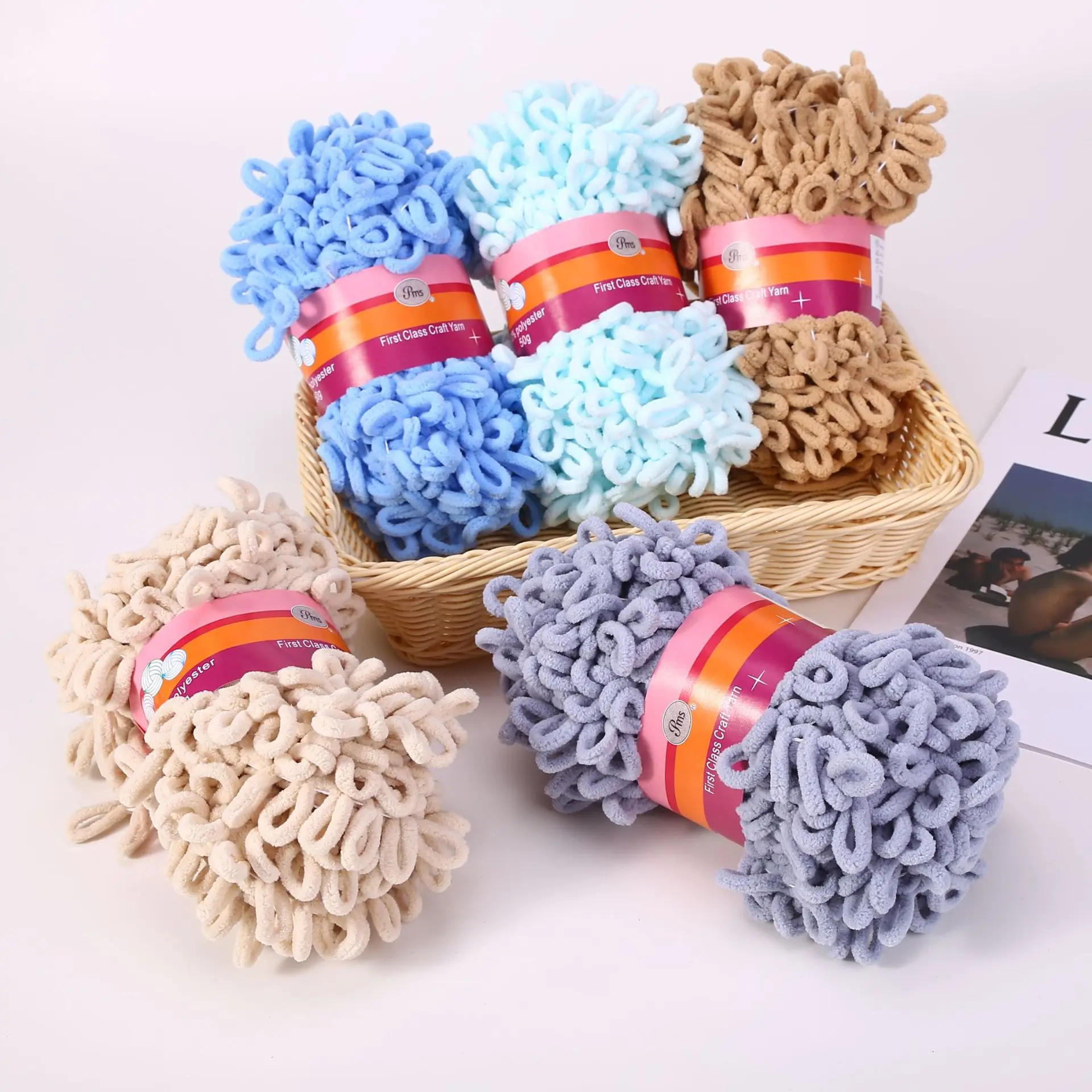 100g Donut Braided Ear Yarn Bulky Yarn Finger Knitting Chunky Yarn Diy Looped Velvet Hand-woven Sewing Supplies
